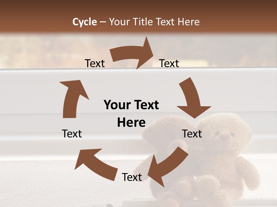 Two Teddy Bears On Top Of A Radiator In Front Of A Window. PowerPoint Template