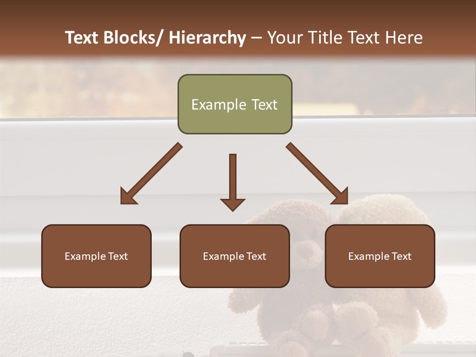 Two Teddy Bears On Top Of A Radiator In Front Of A Window. PowerPoint Template