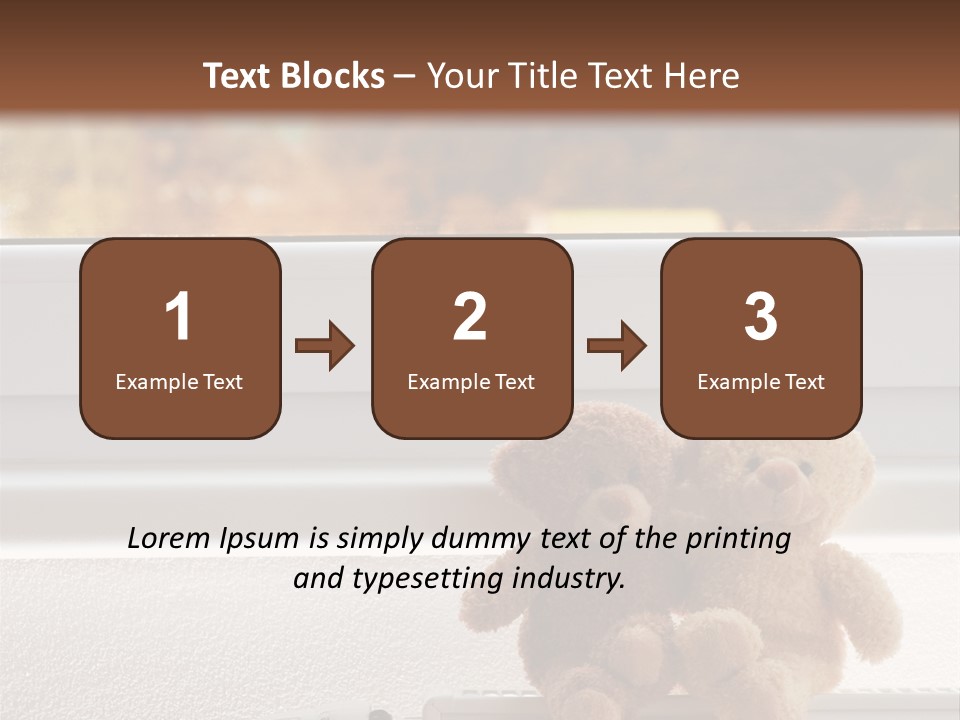 Two Teddy Bears On Top Of A Radiator In Front Of A Window. PowerPoint Template