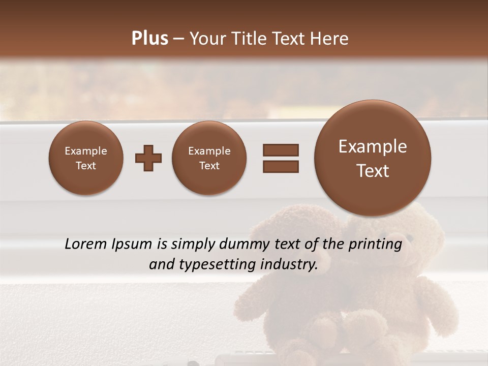 Two Teddy Bears On Top Of A Radiator In Front Of A Window. PowerPoint Template