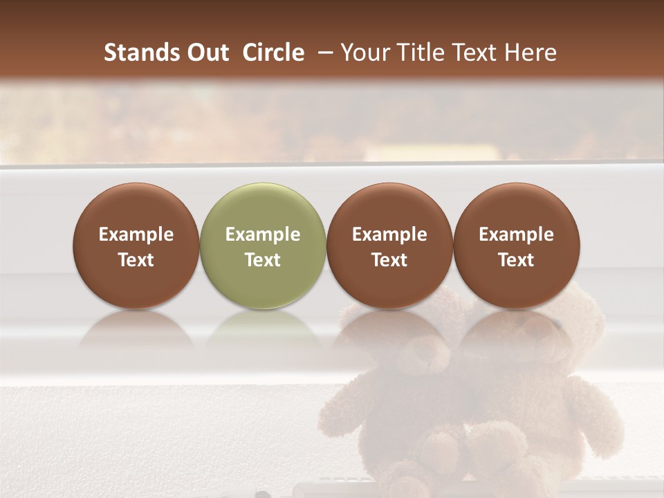 Two Teddy Bears On Top Of A Radiator In Front Of A Window. PowerPoint Template