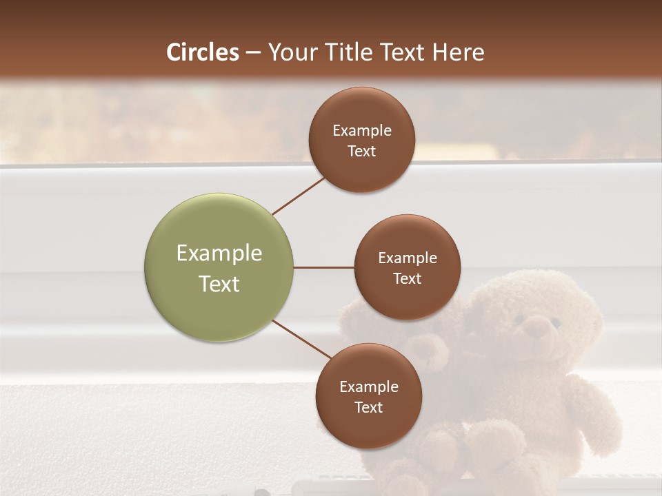 Two Teddy Bears On Top Of A Radiator In Front Of A Window. PowerPoint Template