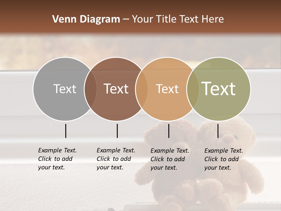Two Teddy Bears On Top Of A Radiator In Front Of A Window. PowerPoint Template