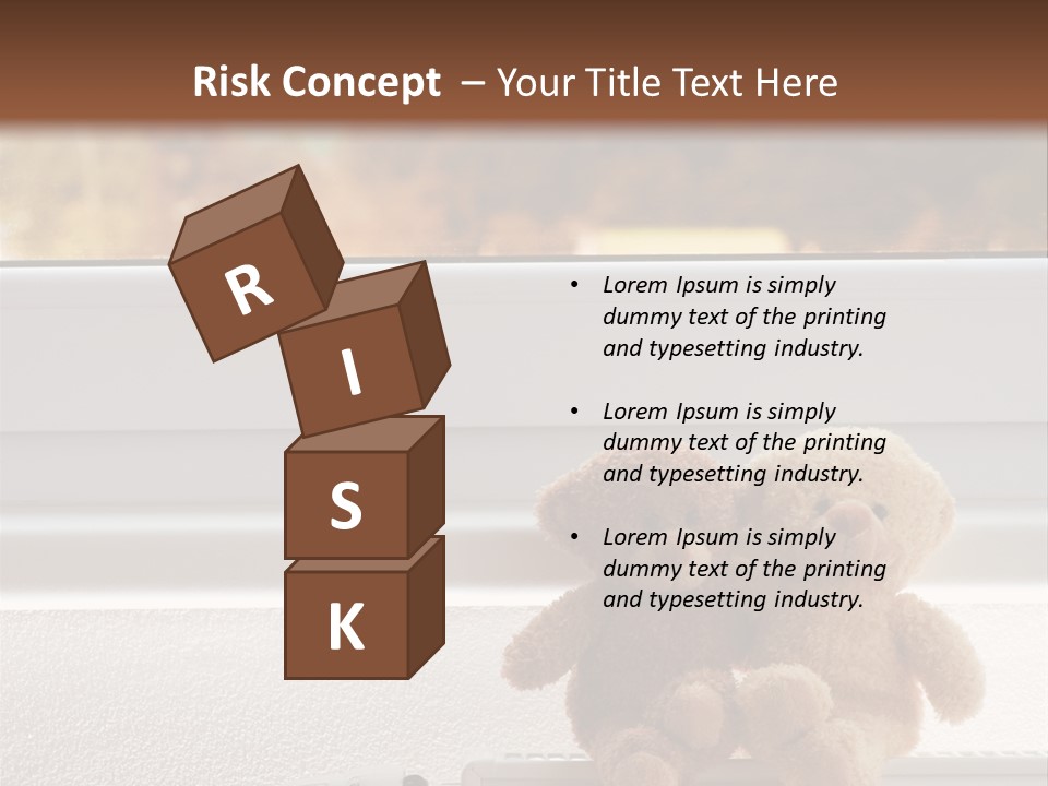 Two Teddy Bears On Top Of A Radiator In Front Of A Window. PowerPoint Template