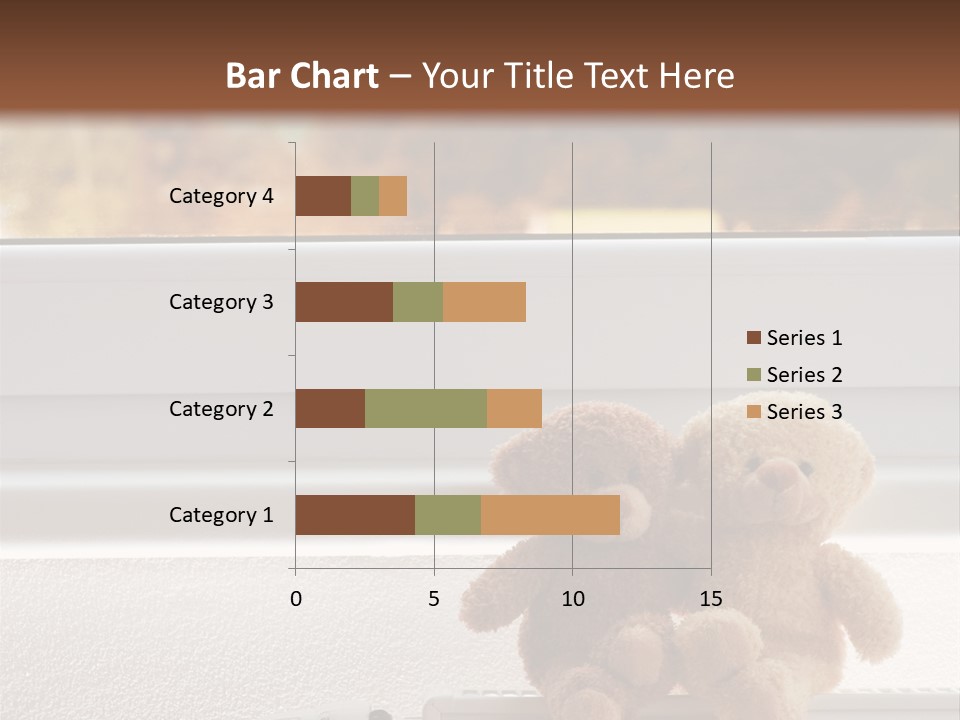 Two Teddy Bears On Top Of A Radiator In Front Of A Window. PowerPoint Template