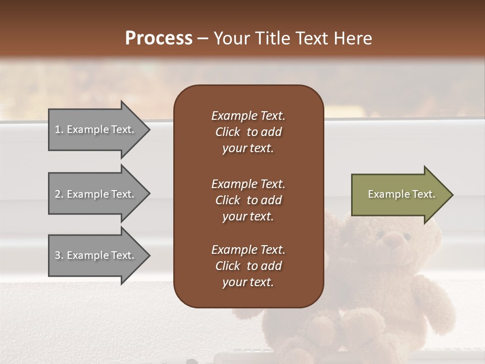 Two Teddy Bears On Top Of A Radiator In Front Of A Window. PowerPoint Template