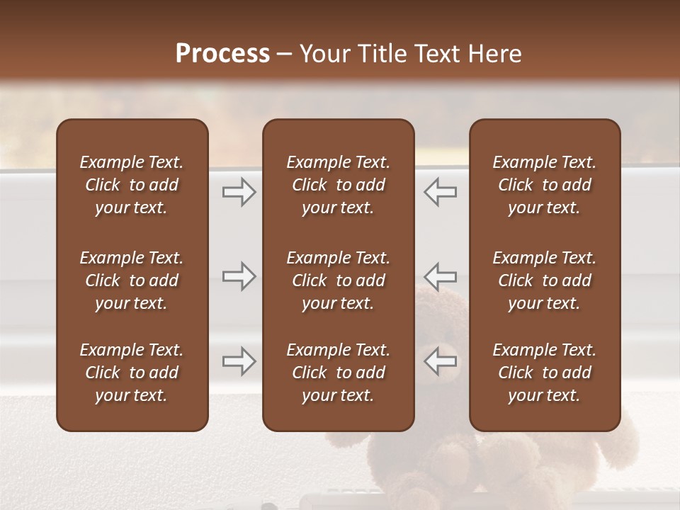 Two Teddy Bears On Top Of A Radiator In Front Of A Window. PowerPoint Template