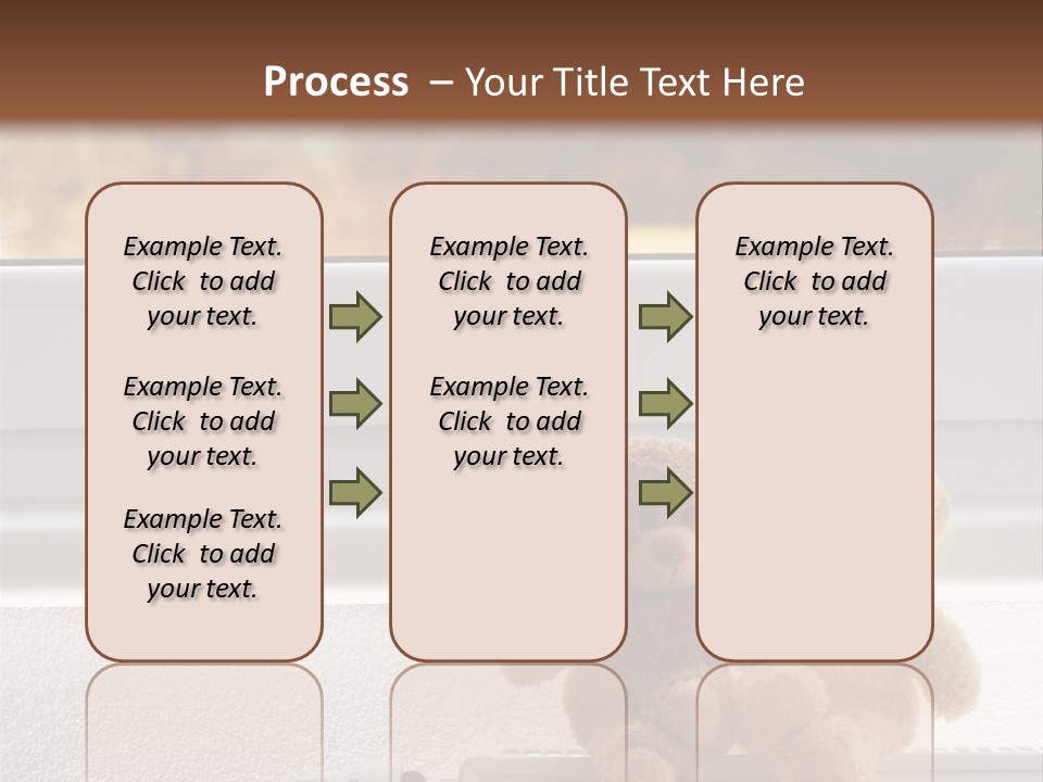 Two Teddy Bears On Top Of A Radiator In Front Of A Window. PowerPoint Template
