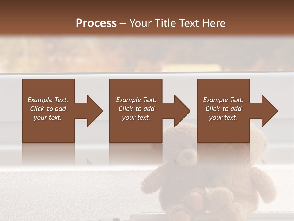 Two Teddy Bears On Top Of A Radiator In Front Of A Window. PowerPoint Template