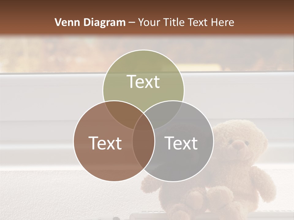 Two Teddy Bears On Top Of A Radiator In Front Of A Window. PowerPoint Template