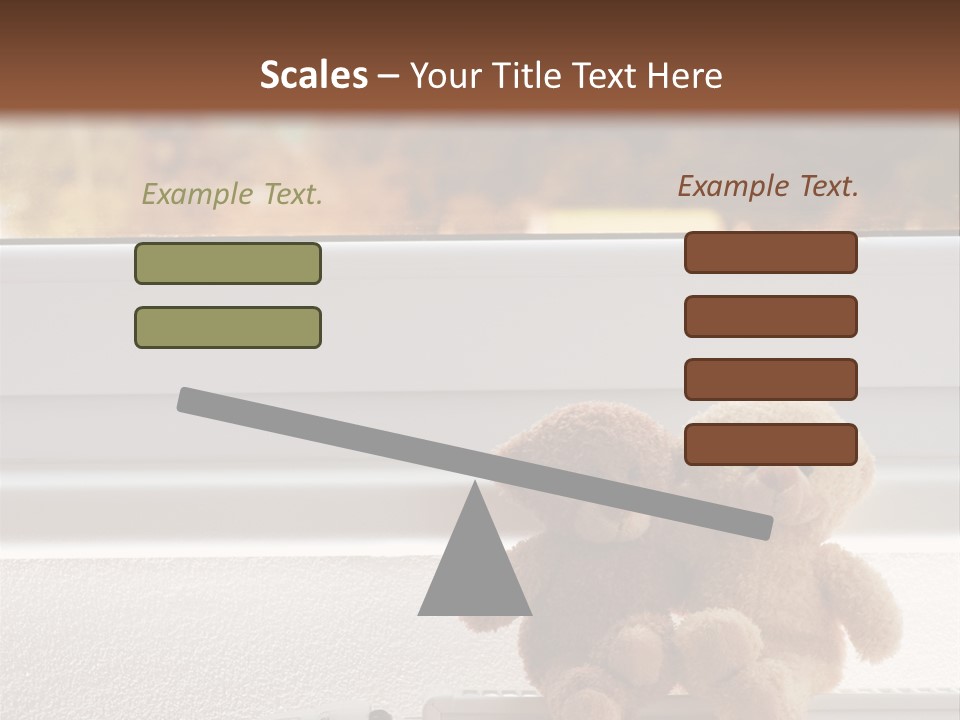 Two Teddy Bears On Top Of A Radiator In Front Of A Window. PowerPoint Template