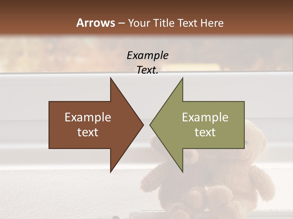 Two Teddy Bears On Top Of A Radiator In Front Of A Window. PowerPoint Template