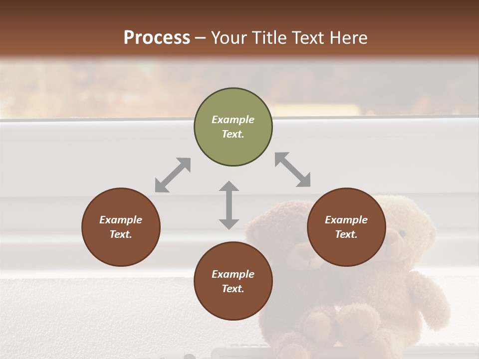 Two Teddy Bears On Top Of A Radiator In Front Of A Window. PowerPoint Template