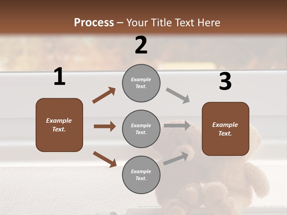 Two Teddy Bears On Top Of A Radiator In Front Of A Window. PowerPoint Template