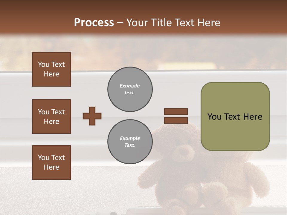 Two Teddy Bears On Top Of A Radiator In Front Of A Window. PowerPoint Template