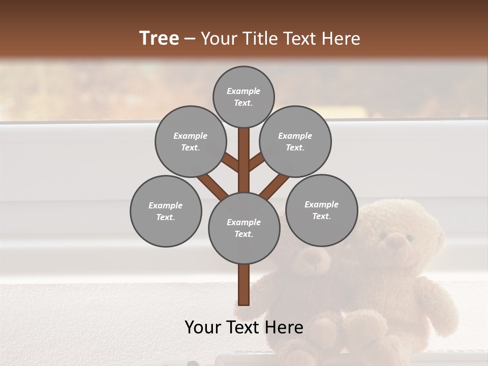 Two Teddy Bears On Top Of A Radiator In Front Of A Window. PowerPoint Template
