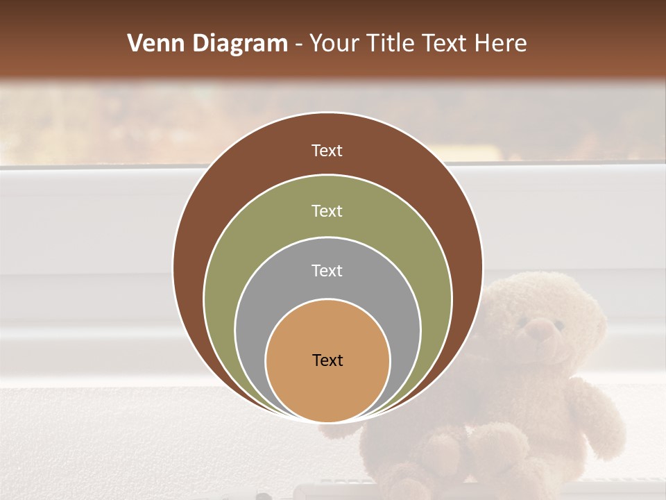 Two Teddy Bears On Top Of A Radiator In Front Of A Window. PowerPoint Template