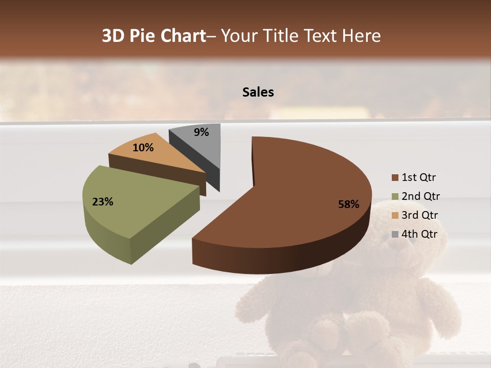Two Teddy Bears On Top Of A Radiator In Front Of A Window. PowerPoint Template