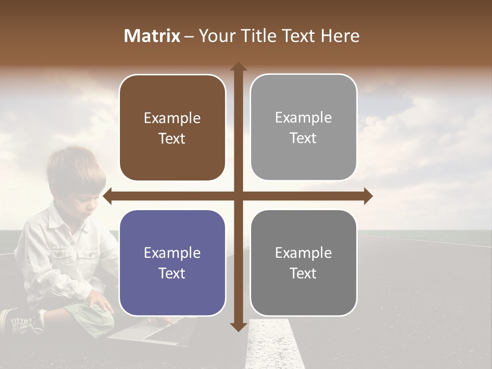 A Child On The Street With A Laptop PowerPoint Template