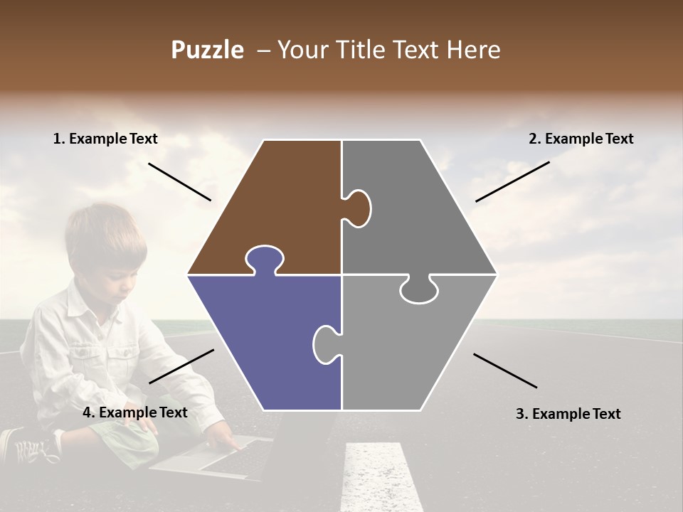 A Child On The Street With A Laptop PowerPoint Template