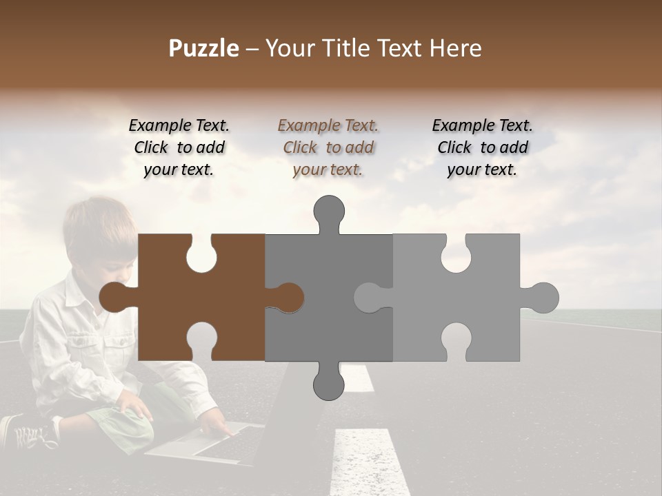 A Child On The Street With A Laptop PowerPoint Template