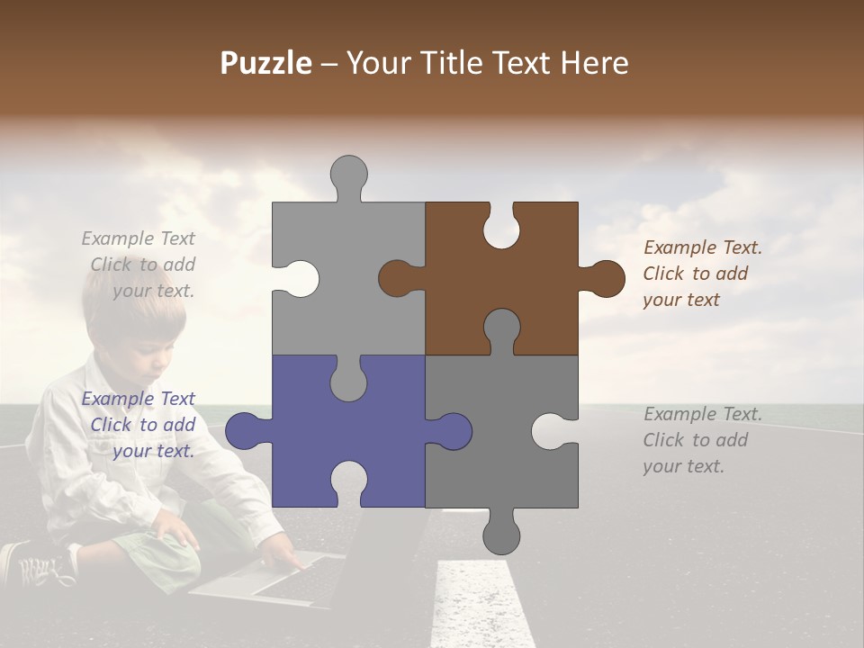 A Child On The Street With A Laptop PowerPoint Template