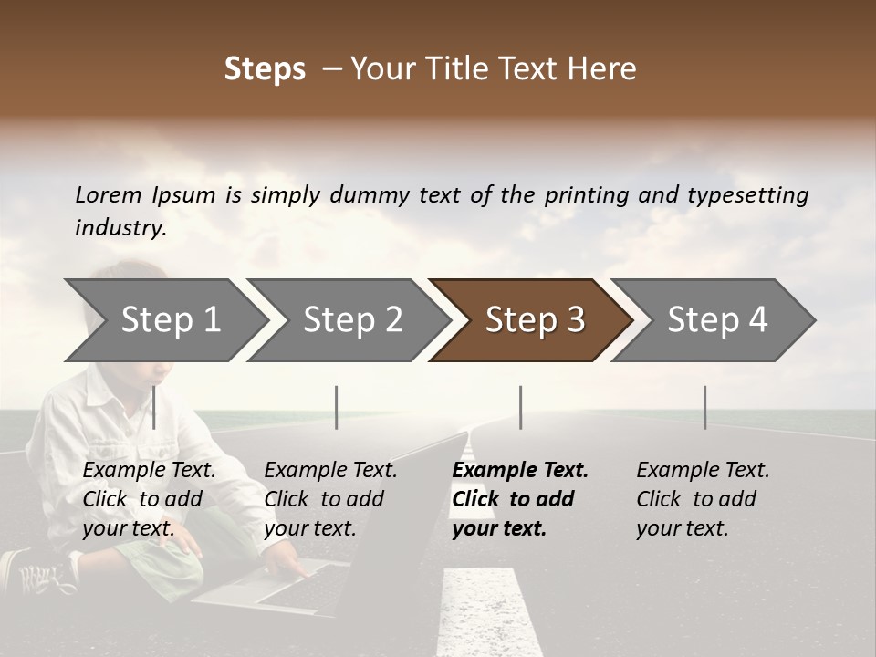 A Child On The Street With A Laptop PowerPoint Template