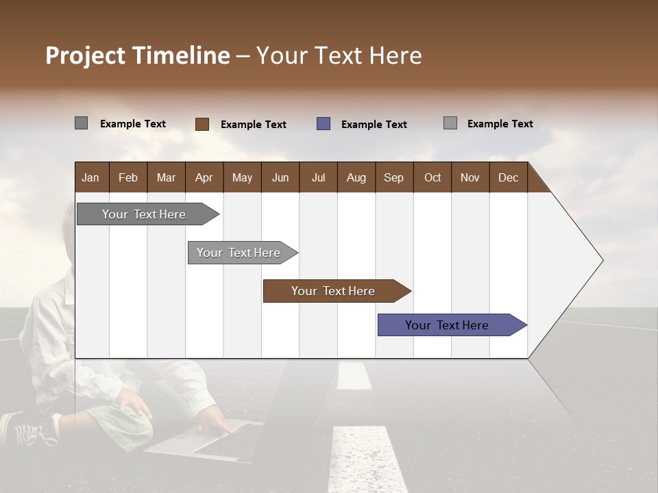 A Child On The Street With A Laptop PowerPoint Template