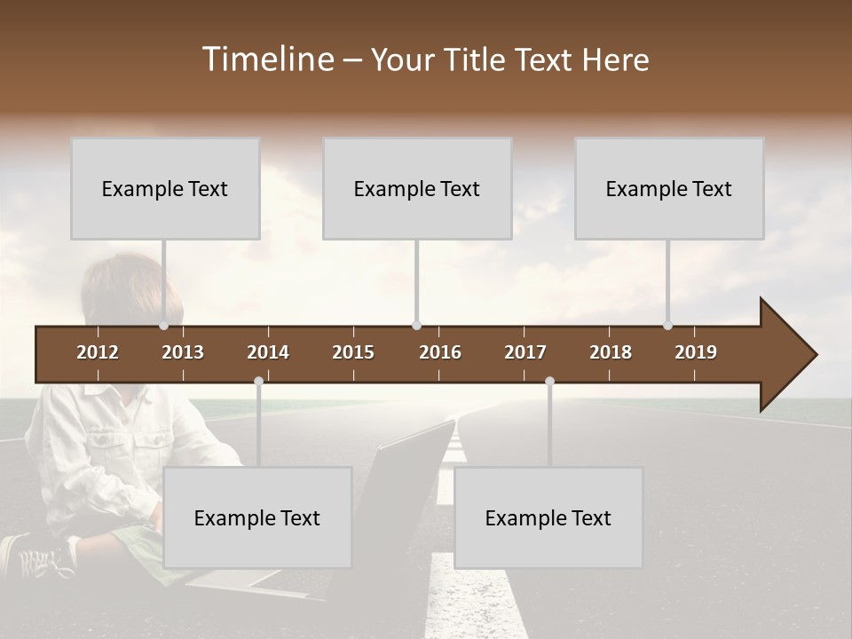 A Child On The Street With A Laptop PowerPoint Template