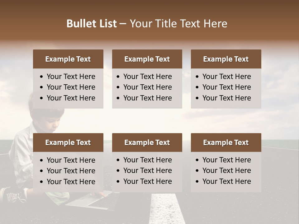 A Child On The Street With A Laptop PowerPoint Template