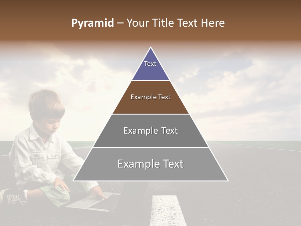 A Child On The Street With A Laptop PowerPoint Template