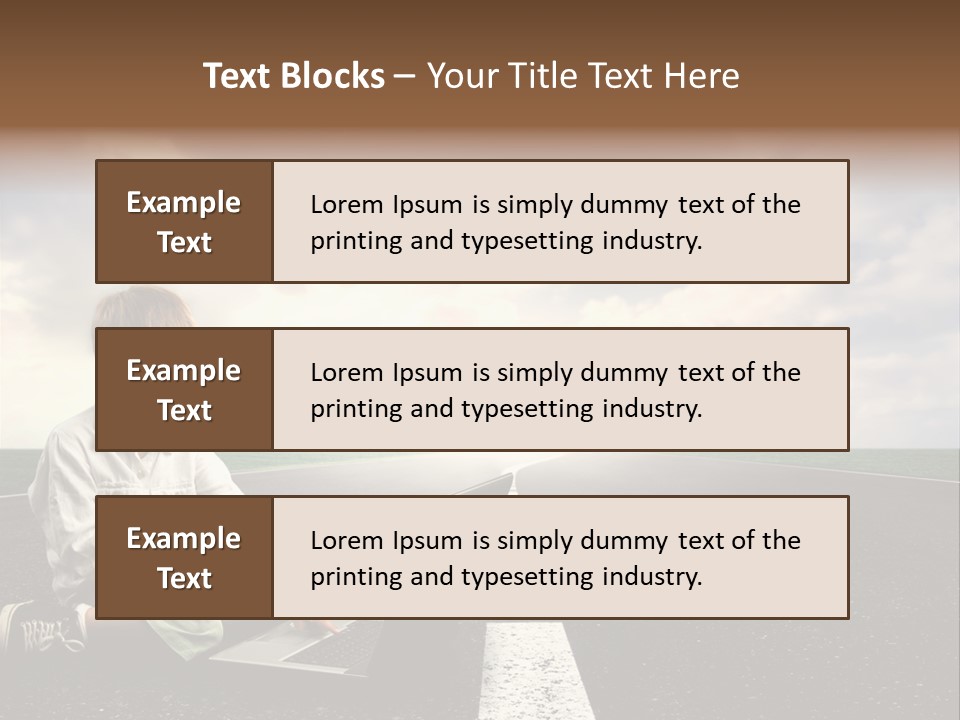A Child On The Street With A Laptop PowerPoint Template