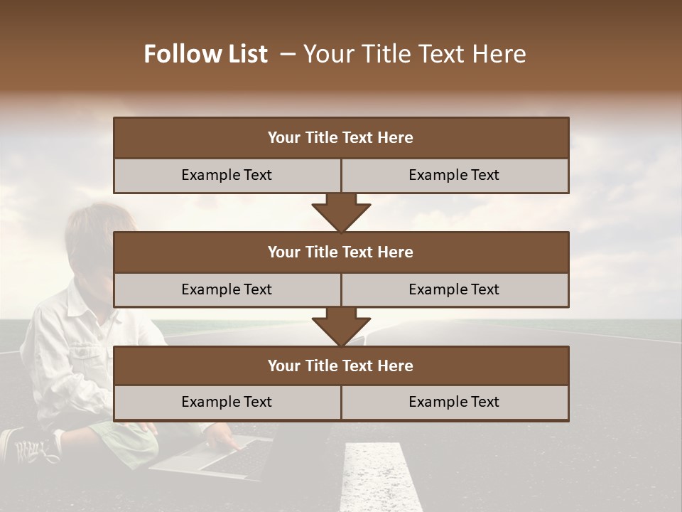 A Child On The Street With A Laptop PowerPoint Template