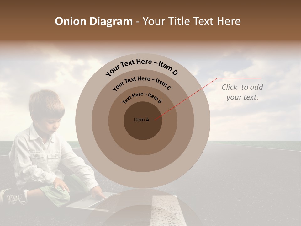 A Child On The Street With A Laptop PowerPoint Template