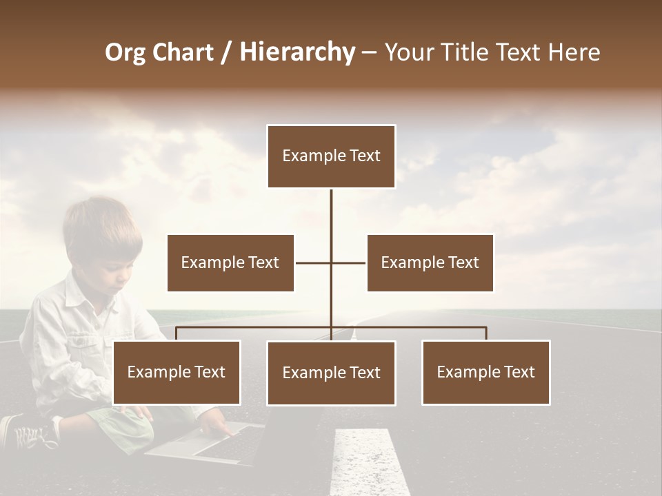 A Child On The Street With A Laptop PowerPoint Template