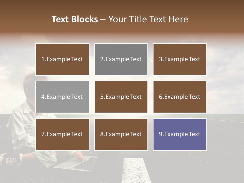 A Child On The Street With A Laptop PowerPoint Template