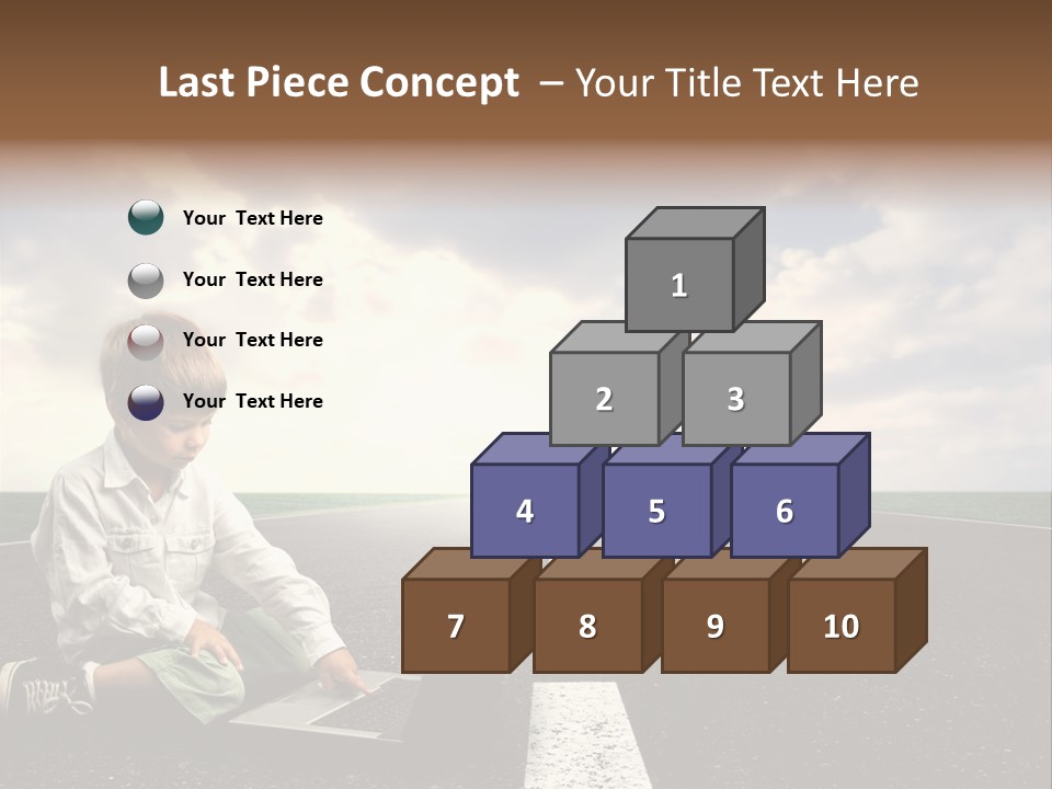 A Child On The Street With A Laptop PowerPoint Template