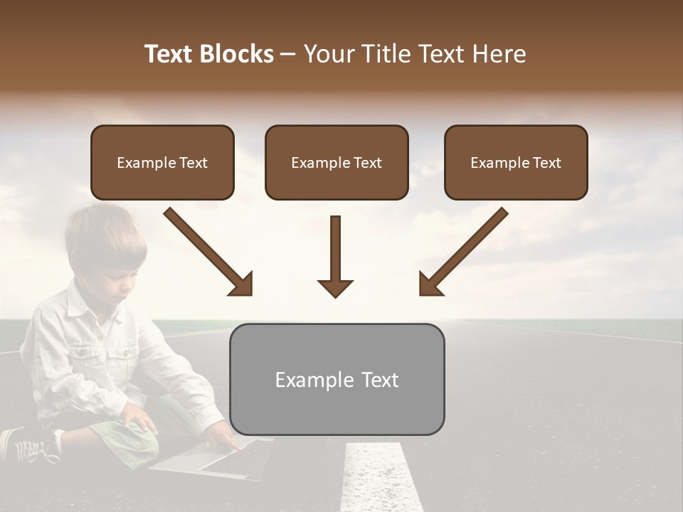 A Child On The Street With A Laptop PowerPoint Template