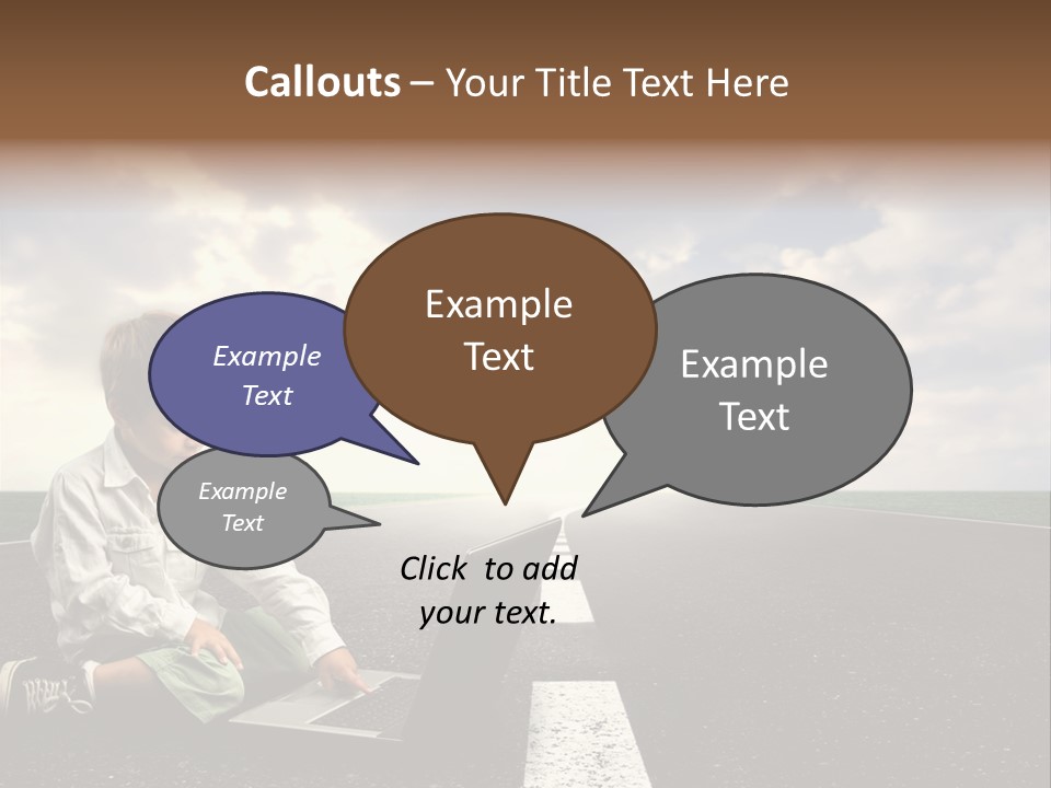 A Child On The Street With A Laptop PowerPoint Template