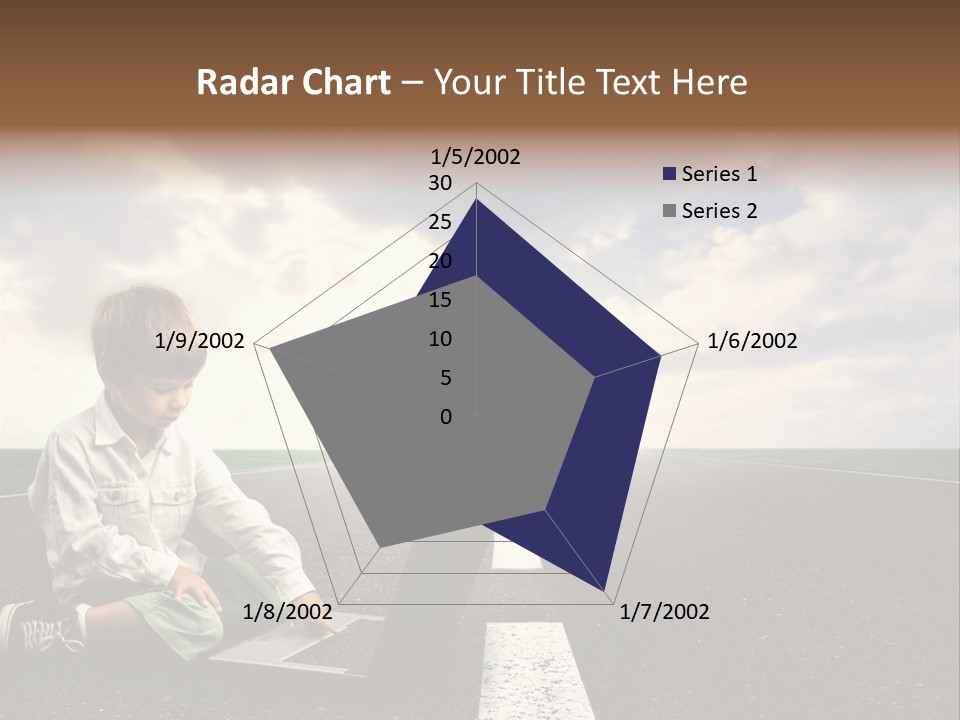 A Child On The Street With A Laptop PowerPoint Template