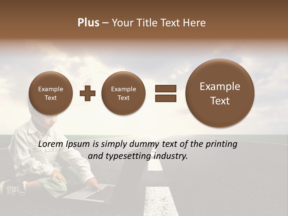 A Child On The Street With A Laptop PowerPoint Template