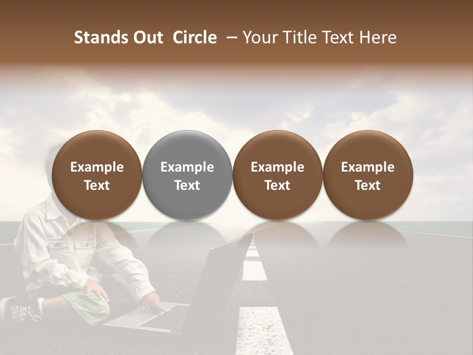 A Child On The Street With A Laptop PowerPoint Template