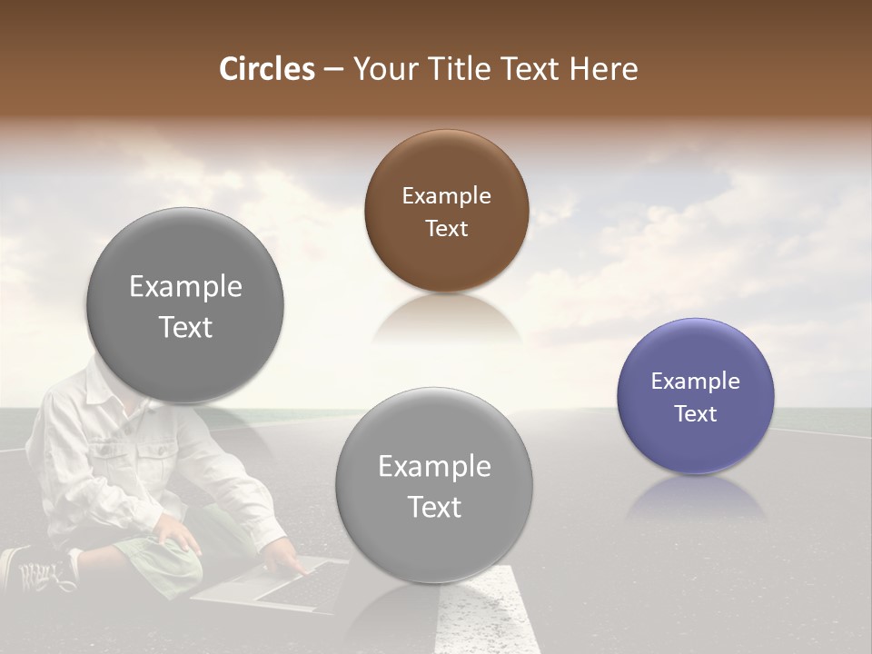 A Child On The Street With A Laptop PowerPoint Template