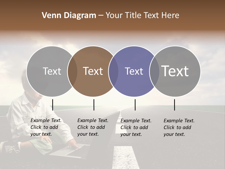 A Child On The Street With A Laptop PowerPoint Template