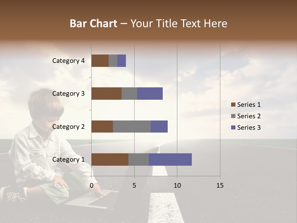A Child On The Street With A Laptop PowerPoint Template