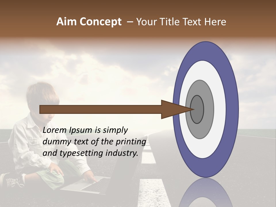 A Child On The Street With A Laptop PowerPoint Template