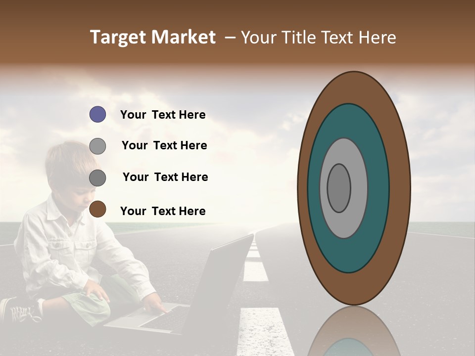 A Child On The Street With A Laptop PowerPoint Template