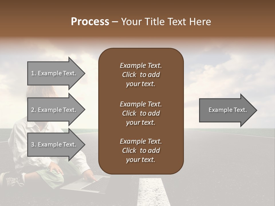 A Child On The Street With A Laptop PowerPoint Template
