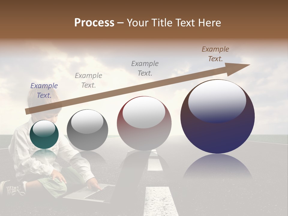 A Child On The Street With A Laptop PowerPoint Template