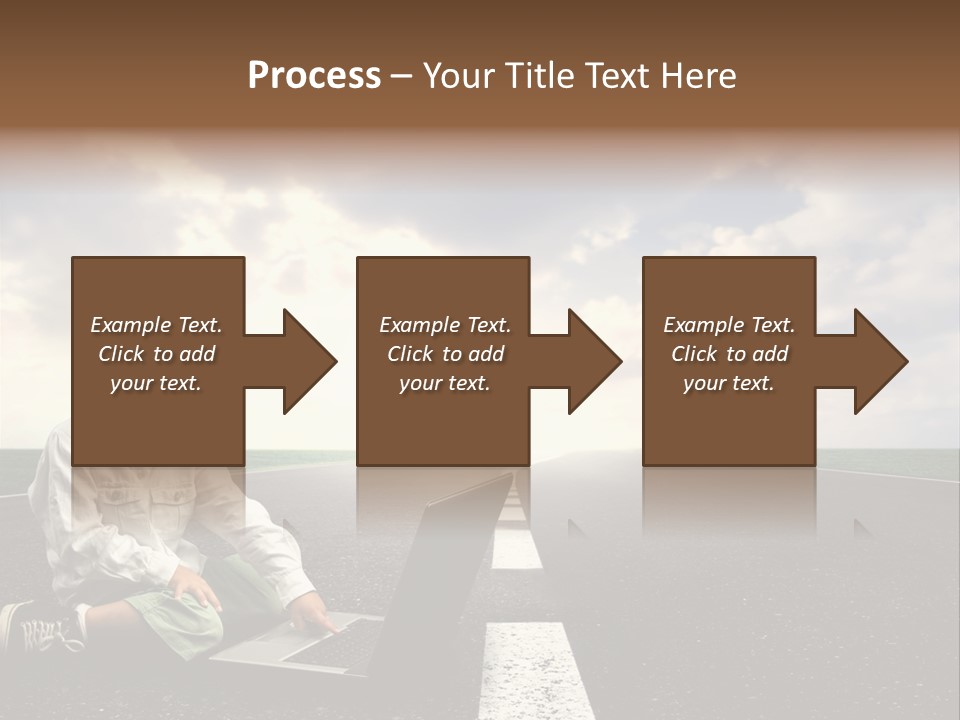A Child On The Street With A Laptop PowerPoint Template